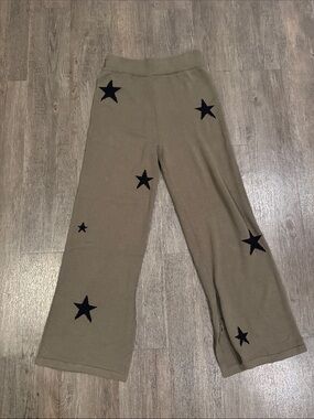 pistola Olive Knit Wide-Leg Sweatpants with Black Stars